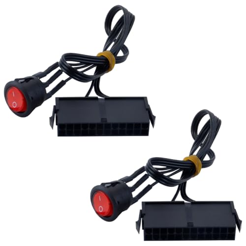 Orivin 2 piezas de comprobador de puente de fuente de alimentación ATX de 24 pines con interruptor de encendido y apagado, luz roja para control de bomba de refrigeración por agua, 52 cm