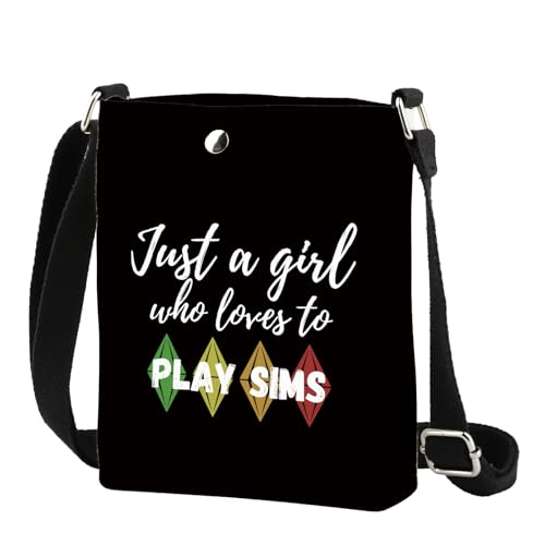FOTAP Game Lover Gift Video Game Bag Just A Girl Who Loves To Play Sims Makeup Bag Sim Game Gift (PLAY SIMS CR)