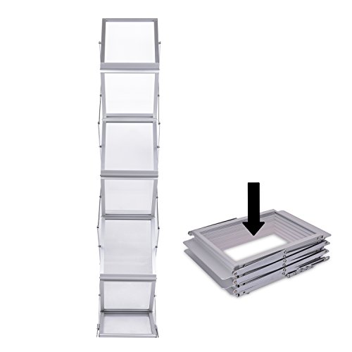 Aluminum Foldable Literature Holder Magazine Rack Brochure Display Stand Floor Pop-up Catalog Leaflet Flyer Holder with Portable Carrying Case for Tradeshow, Conference, Office Showroom - Thumbnail 2