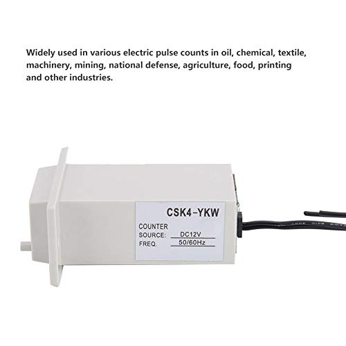 Image of Pulse Counter, CSK4-YKW 4 Digits 0-9 Industrial Totalizer Mechanical Electromagnetic Pulse Counter For Chemical Textile Machinery(DC 12V)