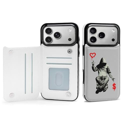 iPhone 17 Pro Max 用 ケース 手帳型 Banksy バンクシー 愛とお金 アイフォン17用 対応 スマホケース Case 財布型 カード収納 携帯ケース おしゃれ