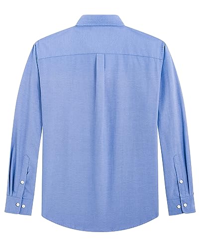 J.Ver Oxford Cloth Button Down Shirts For Men Solid Regular Fit Long Sleeve Shirt With Pocket Blue Medium thumb #2
