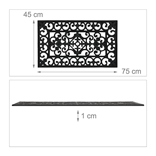 Paillasson caoutchouc antidérapant résistant intempéries tapis extérieur noir - 5