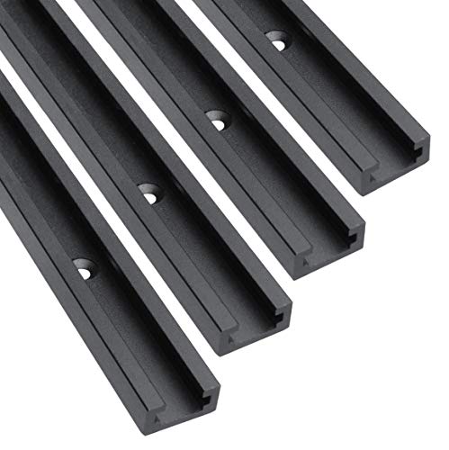 Hot Favorable Aluminum 48' T-Track for Woodworking –Double Cut Profile Universal with Predrilled Mounting Holes -Woodworking and Clamps-Fine Sandblast Black Anodized 4PK