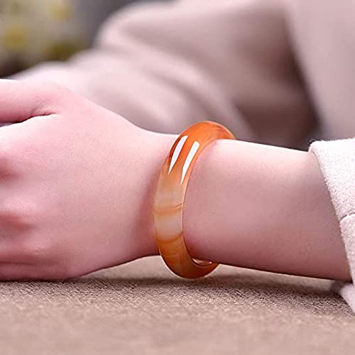 Bracelet agate orange et jade véritable de 56mm façonné main - 5