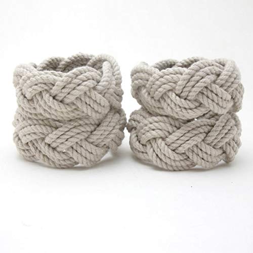 Cotton Jute Napkin Rings Set of 4, Handmade Braided Burlap Napkin Ring, Natural Woven Rope Serviette Buckles Holder for Table Setting, Wedding, Thanksgiving Day, Daily Use and Home Decor (Jute)