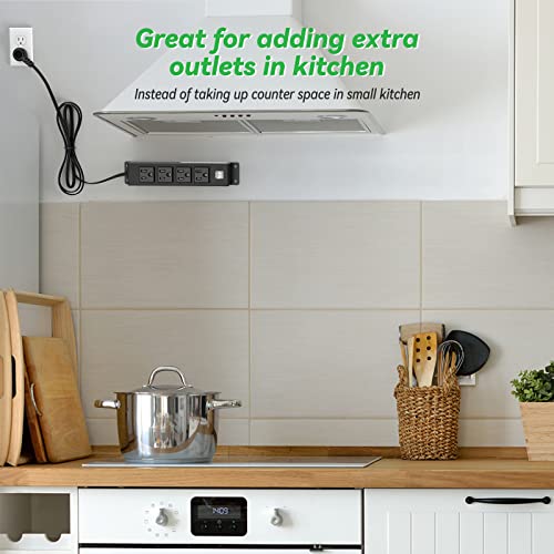 Wall Mount Power Strip With Usb, 4 Ac Outlet And 2 Usb Ports, 6.5 Ft Flat Plug Extension Cord, Mountable Power Strip Outlet For/Workbench/Office/Drawer/Nightstand/Cabinet/Desk/Table #TOP6