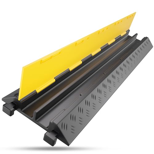 2 Kanal Kabelbrücke mit Deckel überfahrbar Stolperschutz Rampe Brücke Protektor 7,5 t Tragkraft Gummi schwarz