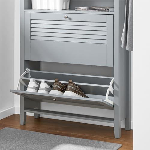Scarpiera Con 2 Ante E 4 Ripiani, Con Scomparto Aggiuntivo Per Scarpe Scarpiera Portascarpe Grigio, L80*P25*A108, FSR152-HG - 7
