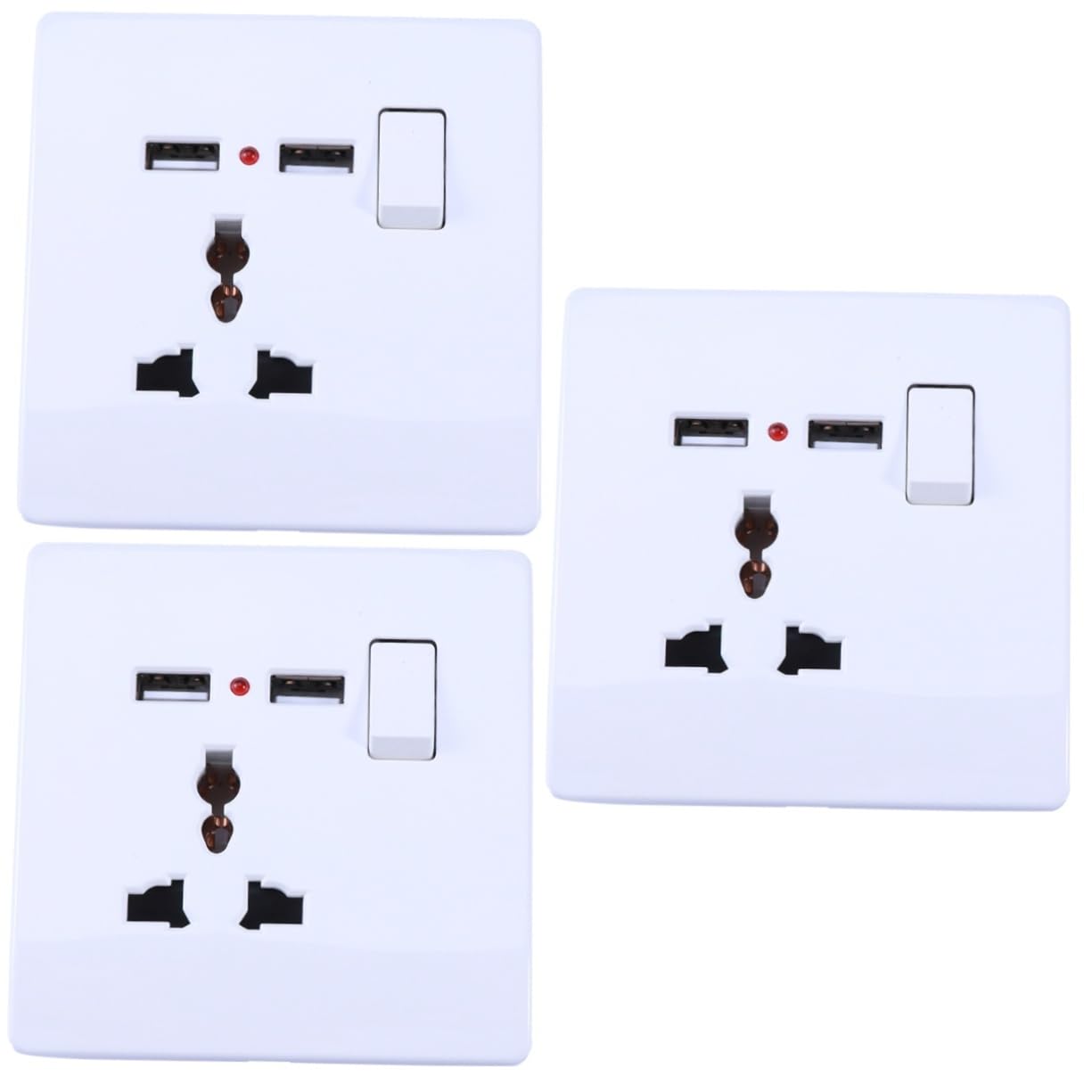 DOITOOL 3St Wandsteckdose mit Dual-USB Steckdosen-Wandplatte wandsteckdose mit usb -Steckdosen -Ladegerät für die Steckdose Wandsteckdose Frontplatte Weiß