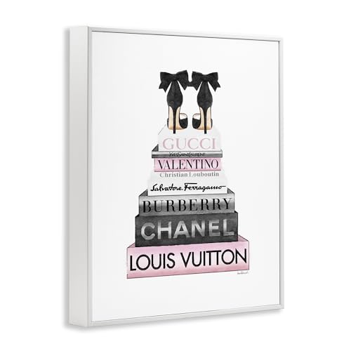 Image of Black Heels Pink Bookstack Glam, 16 x 20 Inch Framed Giclee Print