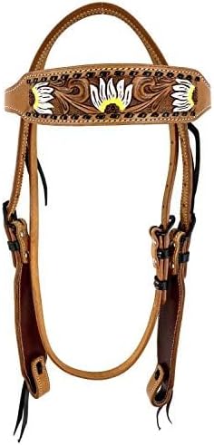 Showman Argentina Cow Leather Browband Headstall w/Sunflowers