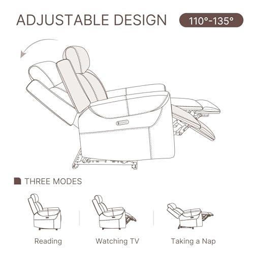 Leather Recliner Chair for Adults Wall Hugger RV Recliner with USB Charging Ports Electric Power Reclining Sofa for Living Room Home Theater Seating Bedroom