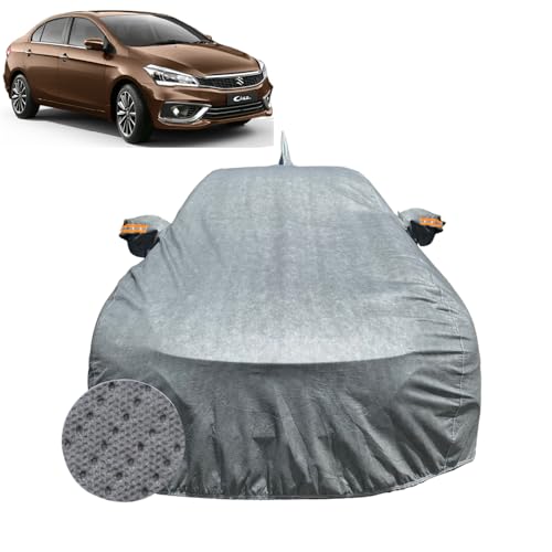 Image of Car Cover for Maruti Suzuki Ciaz (2014-2026) | 100% Waterproof Cover with Antenna & Reflective Mirror Pockets | Dustproof, Scratchproof, Heatproof Ciaz Car Cover |Soft Cotton Lining| Grey