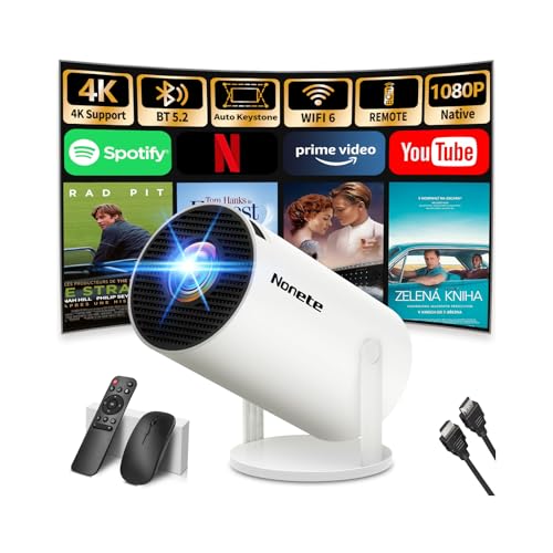 [App intégrée] Vidéoprojecteur avec WiFi 6 BT5.2 Mini Projecteur...