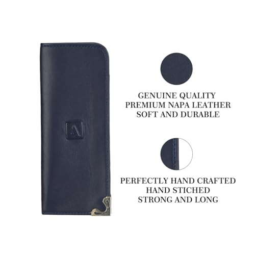 Image of Adamis Full Grain Genuine Leather Spectacles Soft Shell Case for Men and Women