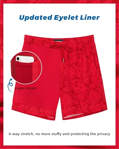 Image of SURF CUZ Mens Swim Trunks with Compression Liner Swim Shorts 7 inch Swimming Trunks Stretch 7 Inch Swim Suits Quick Dry