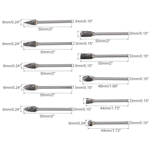 Fresas Rotativas de Carburo de Tungsteno 10pcs 1/8" 1/4" miniatura 2