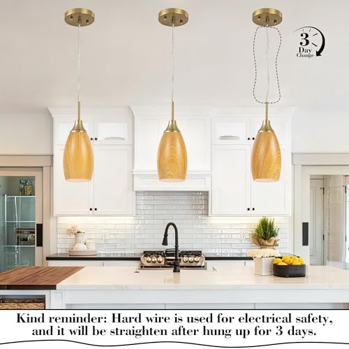 Viinew Mini Glass Pendant Light, 4.72", Walnut Wood Grain by Viinew - Used condition - Image 7
