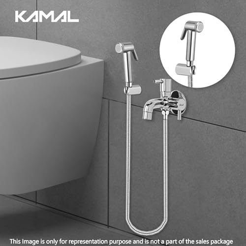Image of Kamal Stylish Health Faucet Eco (Only Handle) | Toilet Hand Jet Spray | Chrome Finish - Silver (Pack of 1)