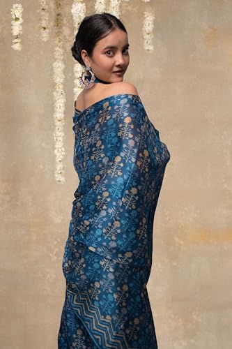Image of MIRCHI FASHION Women Saree Floral Print Chiffon | Lightweight Festive Occasion Sari for Farewell and Functions with Unstitched Blouse Piece