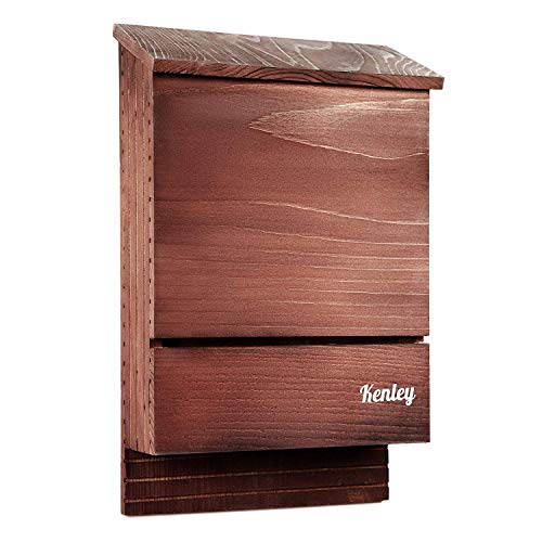 Kenley Bat House - Outdoor Bat Box Shelter With Large Double Chamber - Handcrafted From Cedar Wood - Easy For Bats To Land And Roost - Weather Resistant & Ready To Install #TOP1