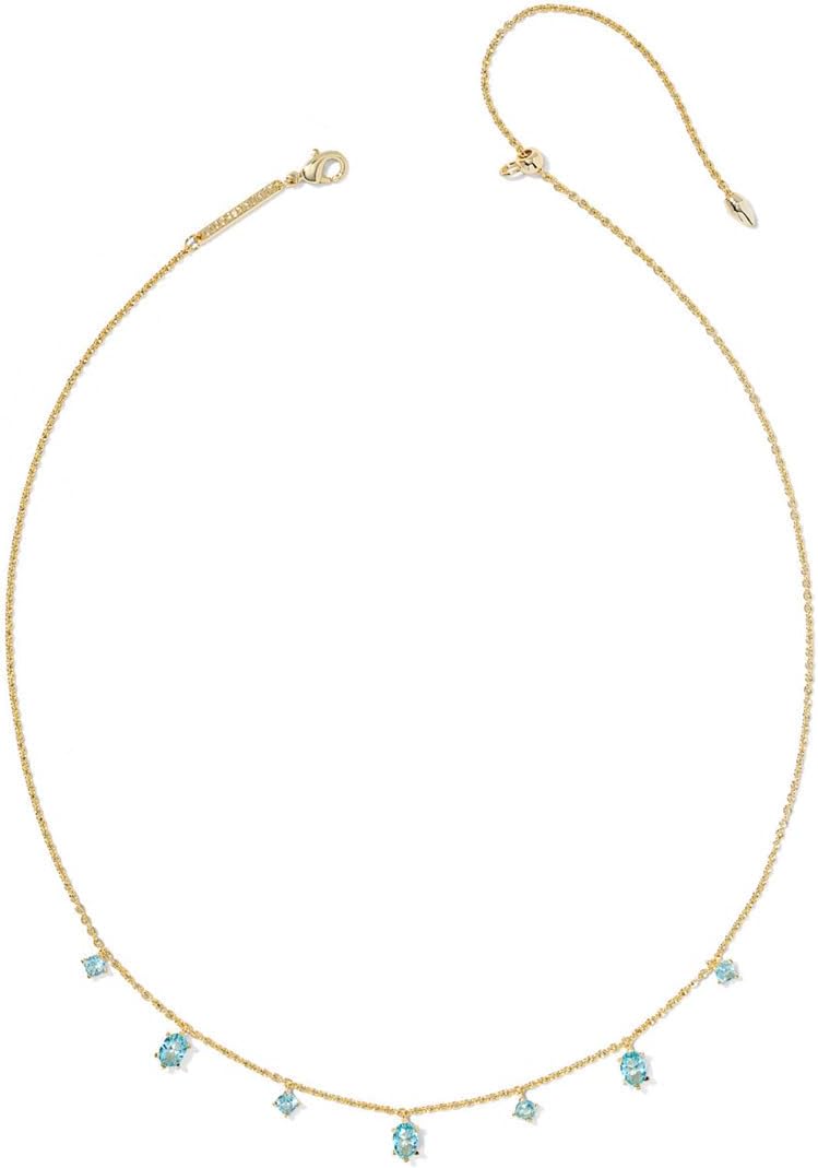 Kendra Scott Womens Cailin Delicate Strand Necklace Gold Aqua Crystal One Size,