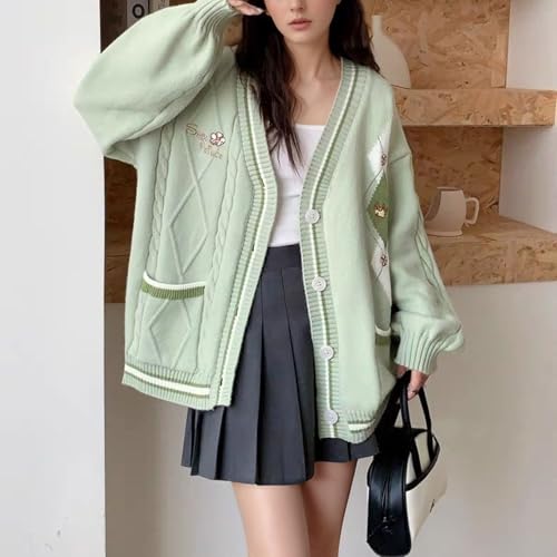 Image of Chevara Women's Cute Sweet Cardigan Sweater Kawaii School Uniform Button Long Sleeve V-Neck Knitted Outerwear