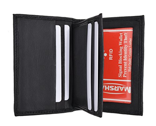 Men's RFID blocking soft premium leather center flap credit card id holder bifold wallet