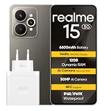 realme 15 5G Smartphone 5G, 12GB+256GB, Display 6.77" AMOLED 144Hz, Batteria 6600mAh, Fotocamera 50MP AI, IP68/IP69K Impermeabile, NFC, Dual SIM, Black
