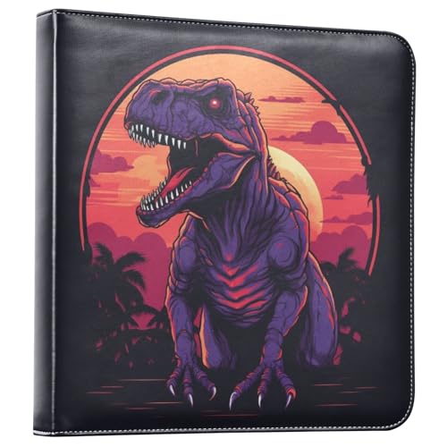 JIPONI Roaring Dinosaur Large Photo Album, DIY Leather Cover Scrapbook Albums for 4x6 5x7 6x8 Pictures, Self Adhesive Memory Book for Wedding, Baby, Family