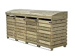 Arbor Garden Solutions BinBreeze wheelie bin storage unit, wooden outdoor cover, recycling box storage (Quadruple, without shelf)