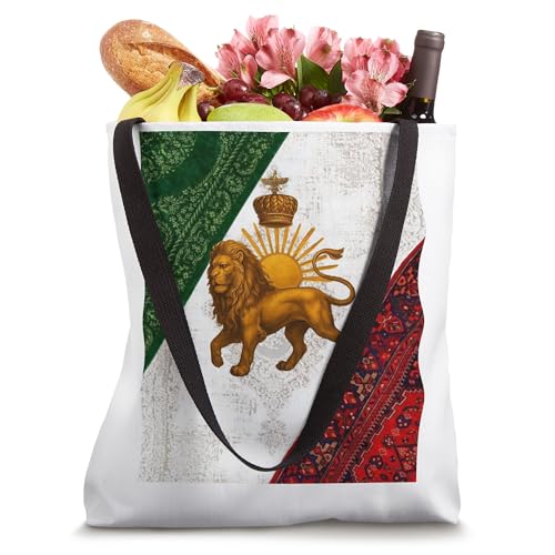 Bolso tote Shir o Khorshid, Pahlavi, alfombra persa con león y sol miniatura 4