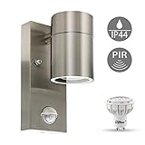 【Hell und Energiesparend】Außenleuchte mit Bewegungsmelder inkl. GU10 LED Lampe mit 7Watt und 550Lumen. 220-240 Volt.