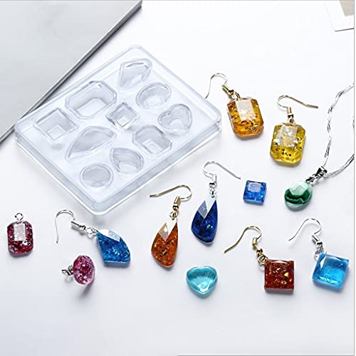 1 conjunto de moldes de resina epóxi de cristal para brincos, pingentes, molde de silicone com ganch