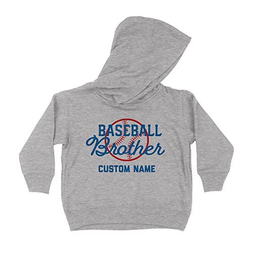 Baseball Brother Custom Name Personalized Kids Hoodie Sweatshirt Toddler 4T Heather Grey