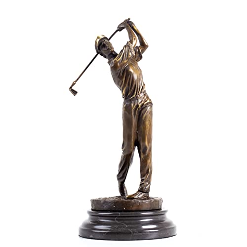 13.2'' Bronze Male Golfer Sculpture Sport Themed Statue Home Tabletop Art Decorative Figurine #TOP17