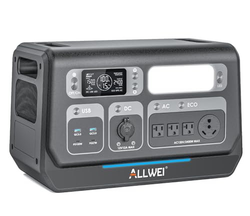 ALLWEI Portable Power Station, 2048Wh LiFePO4 Battery Backup, Expandable to 10240Wh 2400W AC Outlets (3600W Power Lifting), 30A RV Output, Solar Generator for Home Use, Camping, Emergency -  ALLWEI-2000W
