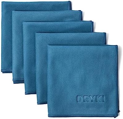 DRYKI Sweat Absorbing Handkerchiefs - The Original Sport Microfiber Hankies for Wicking Sweat from Hands, Face, Body (Coastal Blue, 5 Pack)