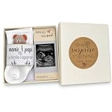 MKISHINE Annuncio di gravidanza per nonni, calzini per bambini con scheda a ultrasuoni,