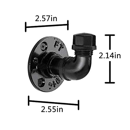 Pynsseu Industrial Pipe Hooks 3 Pack, Pynsseu Iron Robe And Towel Hook, Heavy Duty Diy Wall Mounted Rustic Coat Hanger Hat Holder, Matte Black Hook #TOP1