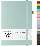 Smarpau A5 Notizbuch Gepunktetes, Hardcover Leder Journal，Notizblock mit 180 Seiten zum Schreiben, 80gsm Papier, Journal für Frauen Männer Arbeit Büro Schule Reisen,14.5 x 21cm   Aquamarin