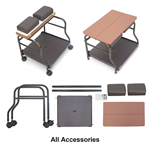 Elitzia Beauty Salon Nail Or Foot Bath Spa Portable Esthetician Trolley Cart for Foot Rest Pedicure Manicure Funiture Massage Table Salon Supplies Option (Dark Brown)