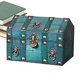 Cajas vintage, para almacenamiento, decorativa con cerradura – Cajas decorativas de madera pintadas verdes con tapa hechas a mano – Para mujeres, madre, casa, dormitorio, mesa Gioie
