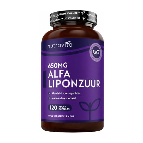 Nutravita Alpha Lipoic Acid 650mg ‚ 120 High Strength Vegan-Friendly Capsules ‚ Natural, No Synthetic Binders or Fillers ‚ 4 Month Supply