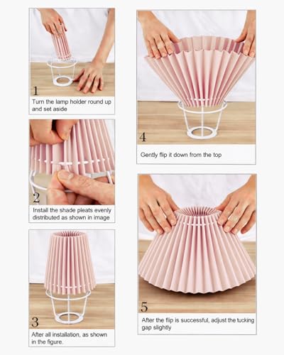 Image of Homesake Modern Small Ceramic Table Lamp, Classic Bedside Desk Lamp for Living Room Bedroom, Farmhouse Home Decor Nightstand Lamps with Fabric Pleated Shade (Pink)