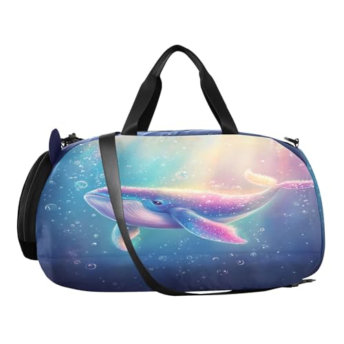 Pink Whale Bubble Kids Travel Duffel Bag for Boys Girls Overnight Weekend Tote Bag with Shoes Compartment for Trip Beach Swim2