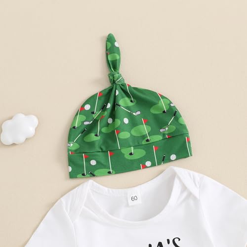 Newborn Baby Girl Boy Golf Outfit - Daddy's Future Golfing Buddy Romper & Pants Set (3Pcs) - Summer Clothes4