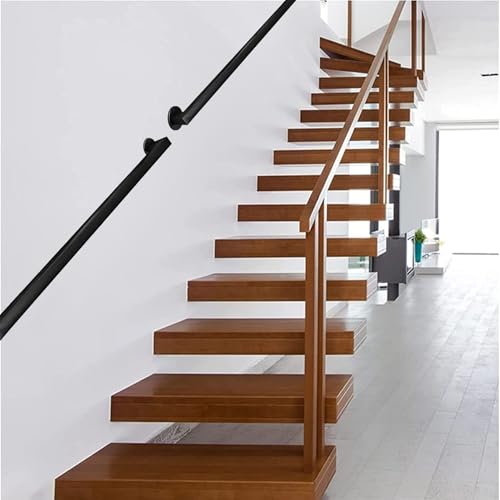Rampe d'escalier en métal noir 7 pi pour fixation murale intérieure et extérieure