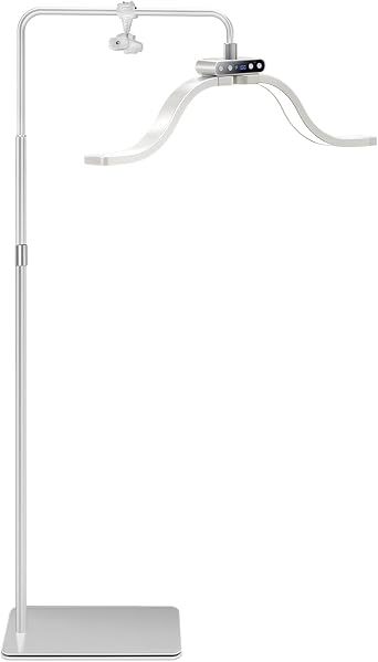 Lash Light for Eyelash Tech-Esthetician Ring Light, Half Moon Light for Led Lash Lamp Extensions, Tattoo Artists, Nail Tech - Cool, Warm Lamp with Adjustable Brightness & Height, Phone Holder White